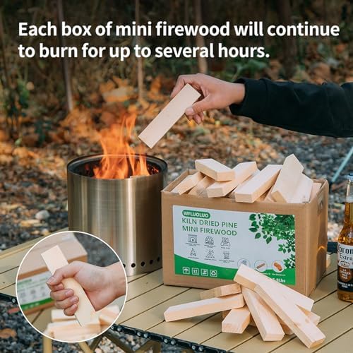 Mini Firewood with 4pcs Fire Starters&Gloves 5'' Lengths Pine Kil...