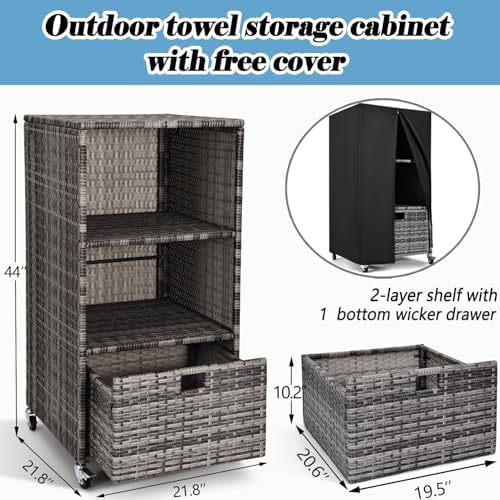 Outdoor Towel Rack for Pool Outdoor Pool Towel Storage Cabinet with Shelf &am...
