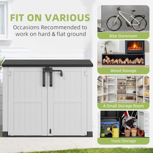 Bifanuo 36 Cu Ft Resin Outdoor Storage Shed, Horizontal Storage Cabinet
