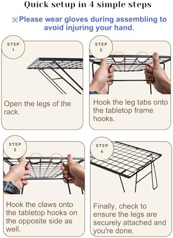 CAMPINGMOON Foldable Mesh Camping Rack Stackable Camp Storage Shelf Fire Pit ...