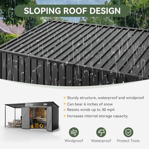 Aoxun 6x4FT Outdoor Storage Shed & Hardtop Gazebo with Magnetic Lights