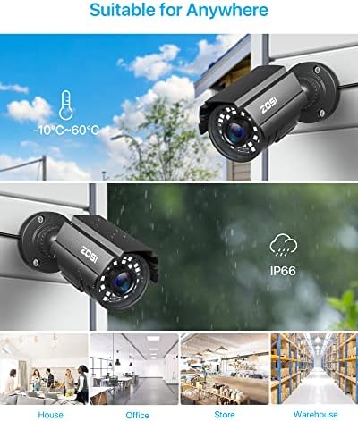 ZOSI 4 Pack 1080P 1920TVL Home Security Cameras Outdoor Indoor, Night Vision,...
