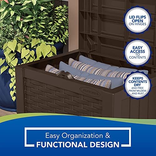 Suncast 2 Pack 22-Gallon Small Deck Box - Lightweight Resin Storage Container...