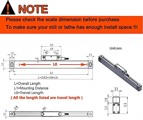 26" 30" 12" DRO 3 Axis Digital Readout 5um Precision Linear Gl...