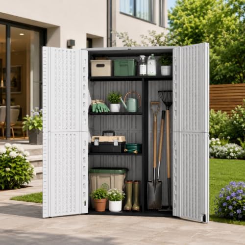 ADDOK 66 Cu.Ft Outdoor Storage Shed,Resin Storage Cabinet with Floor