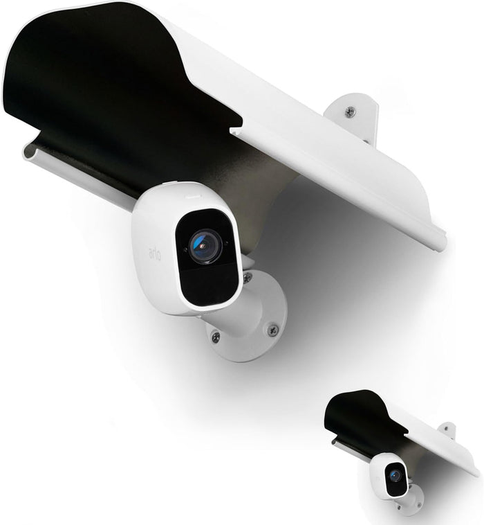 2 Pack Universal Sun Rain Shade Camera Cover Shield,Protective Roof for Outdoor Dome, Bullet Cameras,for Blink,Eufy,Arlo,WyzeCam,Nest,Ring,SimpliSafe,Kasa,Aluminum Alloy Material-White