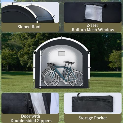 Goplus Bike Storage Shed Tent, 7.2 x 4.9 FT Outdoor Bike Storage Sheds w/210D...