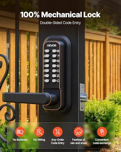 VEVOR Mechanical Keyless Entry Door Lock, 2.0 Code Upgrade, 4-7 Digits Code, ...