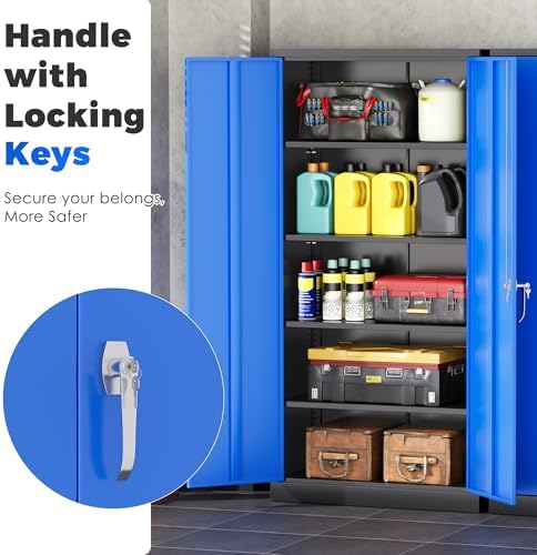 INTERGREAT Metal Garage Storage Cabinet with Lock, 72" Storage Cabinet w...