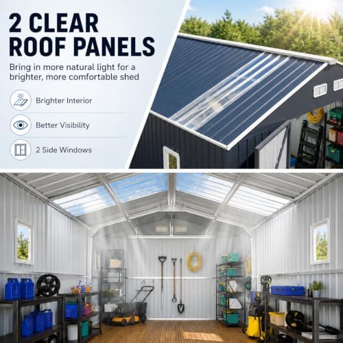 K Knowbody 10x10 FT Metal Storage Shed, 20-Gauge Frame with Double Doors