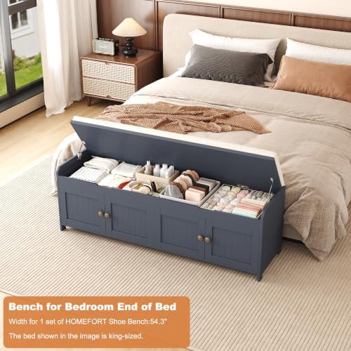 HOMEFORT 54.4" Shoe Bench with Lift Top Storage, Entryway Bench with Cus...