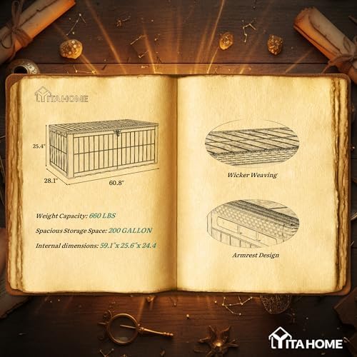 YITAHOME 200 Gallon Large Outdoor Storage Box XL Resin Deck Box with Lock