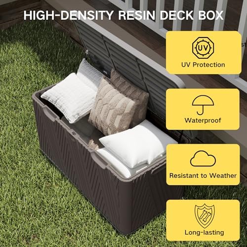 Kingdura 110 Gallon Outdoor Storage Box, Waterproof Resin Deck Box for Indoor...