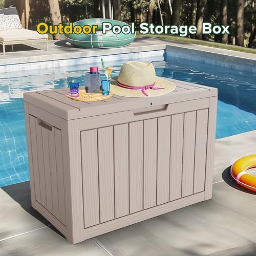 PatioZen 45 Gallon Resin Deck Box,Waterproof Outside Storage Boxes, Patio Out...