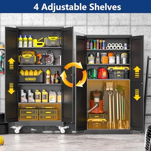 Ckzbx Metal Garage Storage Cabinet with Locking Doors and Adjustable Shelves,...