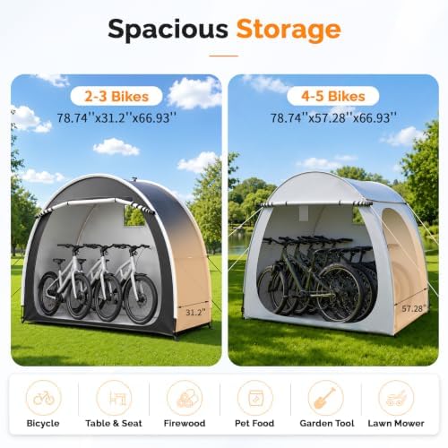 VINGLI Bike Storage Shed Tent for 4-5 Bikes, Outdoor Portable Bicycle Storage...