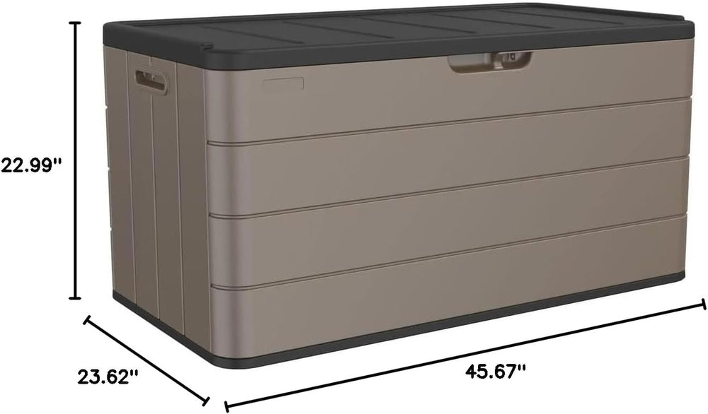 Outdoor Storage Box Waterproof, 100 Gallon Plus Lockable Resin Deck Box Large...