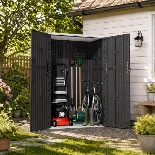 ADDOK 57 Cu.Ft Outdoor Storage Shed,Resin Storage Cabinet with Floor