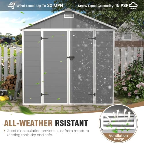 Amopatio 8x8 FT Storage Shed, Grey & White