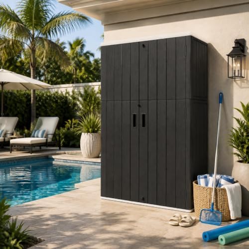 ADDOK 57 Cu.Ft Outdoor Storage Shed,Resin Storage Cabinet with Floor