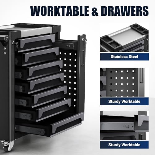 7 Drawer Rolling Tool Chest, Side Drawer