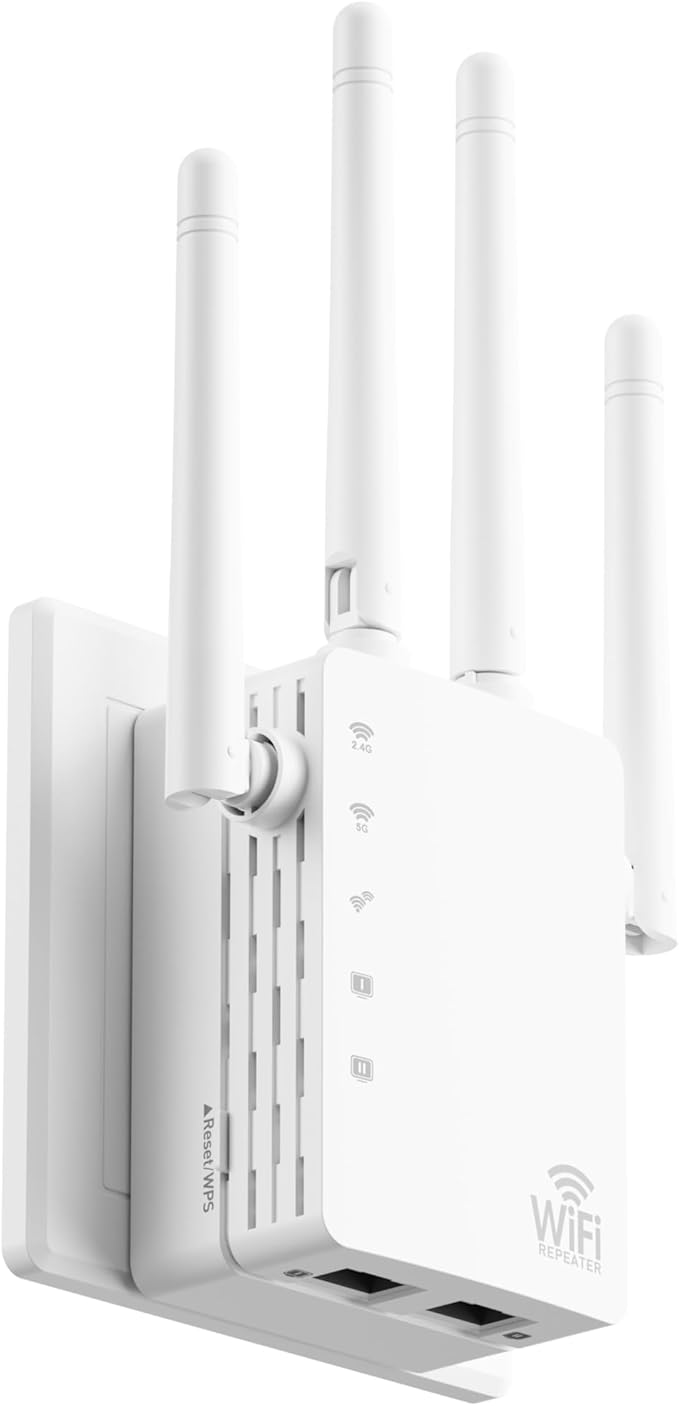 WiFi Extender, WiFi Extender Signal Booster Dual-Band AC1200Mbps 10X Faster