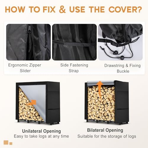 4ft Firewood Rack Outdoor with Waterproof Widened Cover