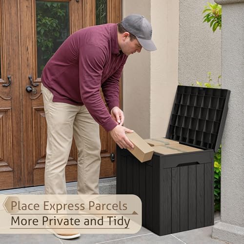 Flamaker 2 Pack Deck Box 31 Gallon Waterproof Resin Storage Box with Lid