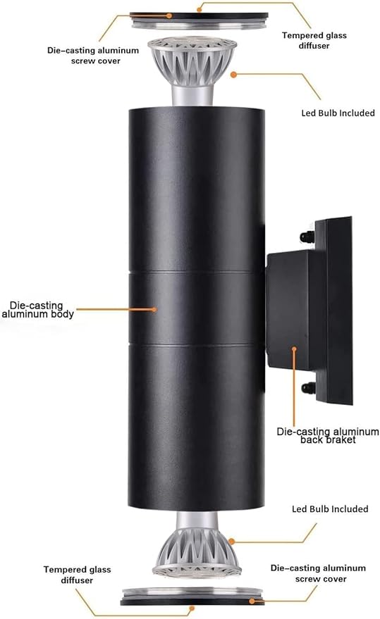 rosykite Dusk to Dawn Outdoor Wall Lighting, Double Up Down Aluminum Waterpro...