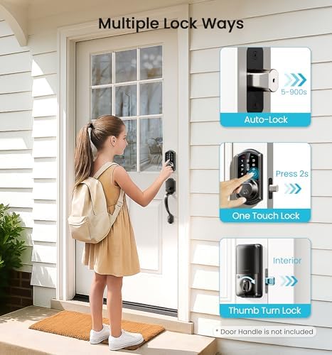 Veise VE07 Fingerprint Smart Deadbolt Lock, App Control, Fobs, Matte Black