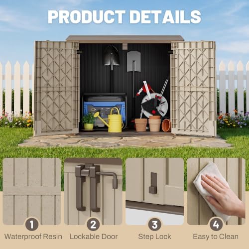 Horizontal Outdoor Storage Cabinet Box 36 Cu Ft with Lockable Doors, Outdoor ...