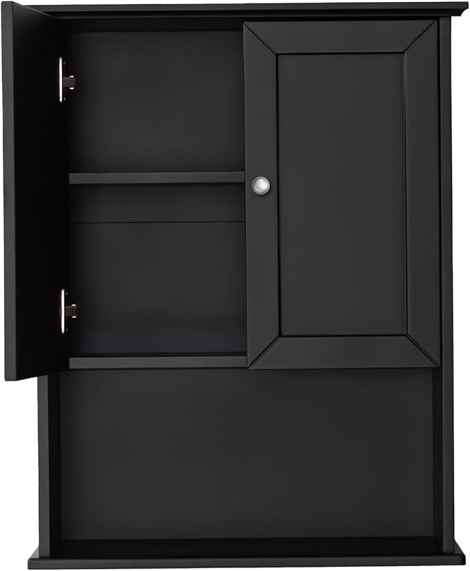 Black Wall Cabinet 24x30 Inch Wooden Over The Toilet Storage Cabinets