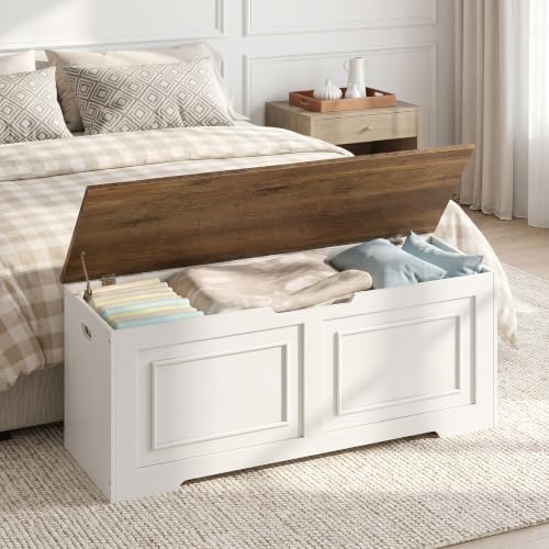 CHOEZON Storage Bench, 47.2" Large Wooden Storage Chest with Safety Hinge