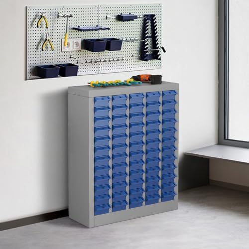 Yeeoy 60 Drawers Parts Cabinet, Nut and Bolt Storage Organizer, Grey