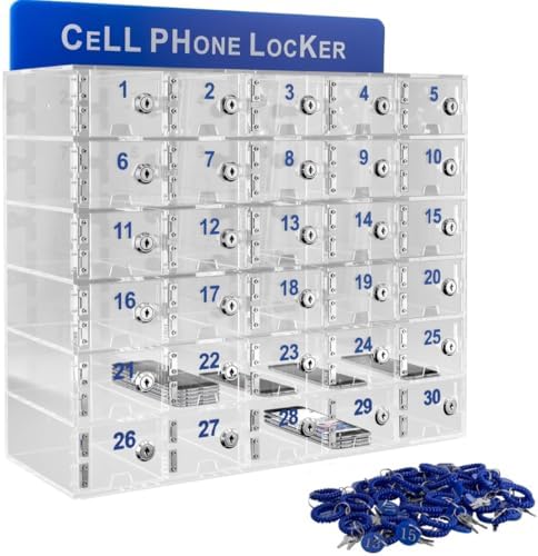 30 Slots Acrylic Clear Cell Phone Locker Box
