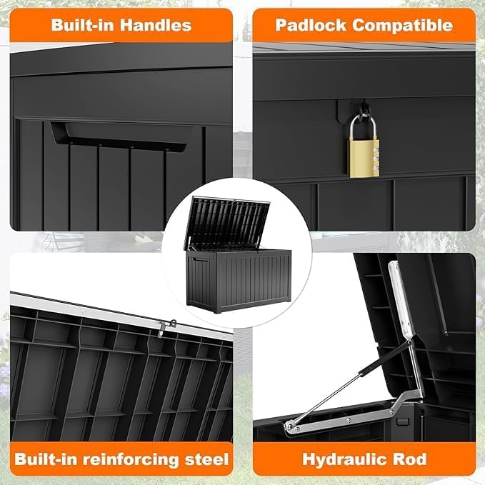 Deck Box Large Outdoor Storage for Patio Furniture, Outdoor Cushions, Garden ...