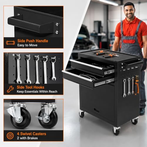 Rolling Tool Chest - 8 Drawers Tool Box Organizer with Lockable Wheels, Slidi...