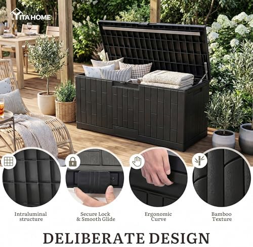 YITAHOME Large Deck Box 120 Gallon Resin Outdoor Storage Box