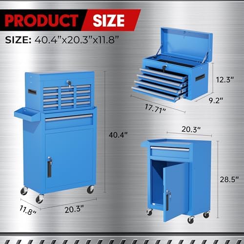 INTERGREAT Rolling Tool Chest, 5-Drawer Tool Box Organizer, Lockable Wheels &...