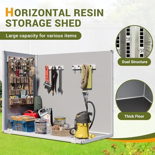 Storage Shed Outdoor Weatherproof Resin Storage Shed with Floor 41 Cu.Ft