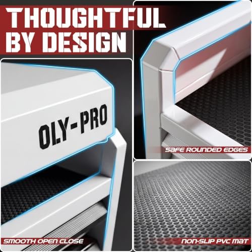 Mini Toolbox with 2 Drawers and Top Storage, Durable Steel Construction with ...