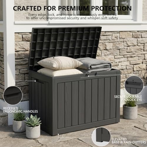 Outdoor Storage Box, 50 Gallon Waterproof Deck Box [Upgraded 3.0]