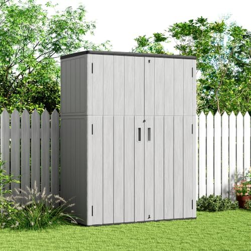KINYING Outdoor Storage Shed,57Cu.ft Resin Vertical Outdoor Storage Cabinet