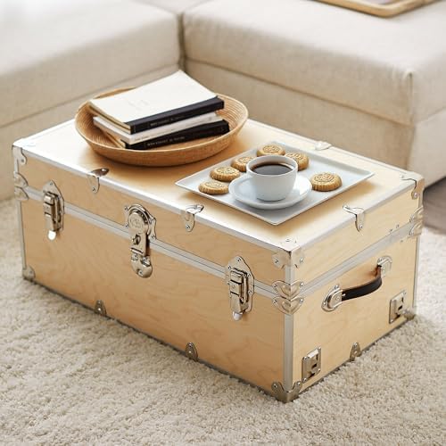 Rhino Naked Large Trunk, Camp Footlocker, Wood Storage Chest with Wheels