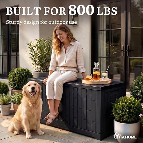YITAHOME Large Deck Box 120 Gallon Resin Outdoor Storage Box