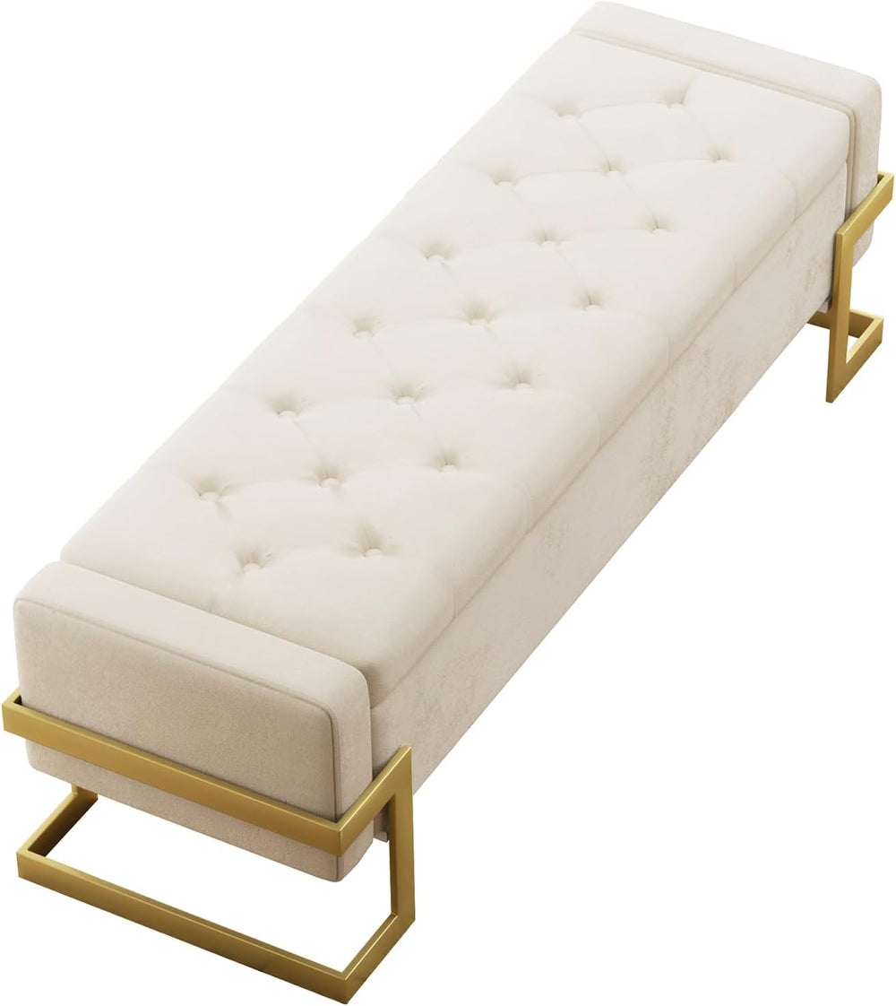FiveWillowise 65 Inch Bedroom Storage Bench,Velvet End of Bed Benches