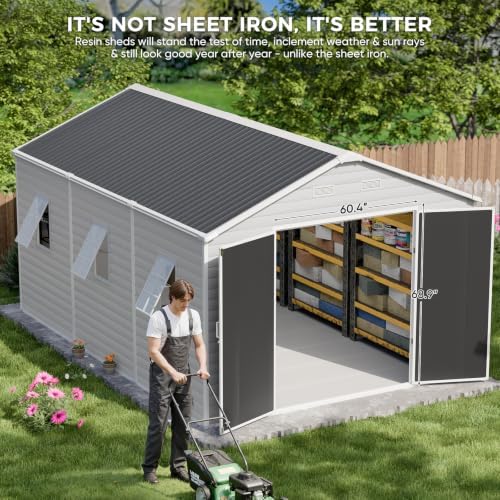 CDCASA 10x14 FT Extra Large Resin Storage Shed Floor, Heavy Duty, Dove Grey