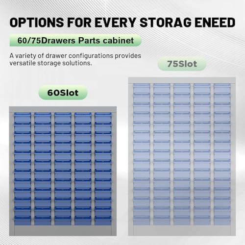 Yeeoy 60 Drawers Parts Cabinet, Nut and Bolt Storage Organizer, Grey