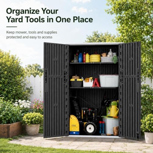 ADDOK 57 Cu.Ft Outdoor Storage Shed,Resin Storage Cabinet with Floor