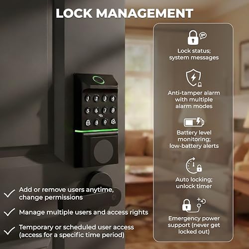 Miko i7 Smart Door Lock with Built-in Doorbell, WiFi Fingerprint Keyless Entr...